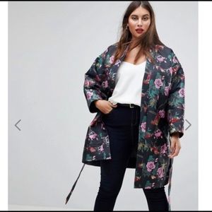 ASOS Curve Dark Floral Jacquard Kimono